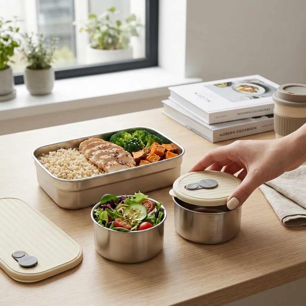 Meal Prep Lunch Boxes - Microwave Safe 304 Stainless Steel Bento