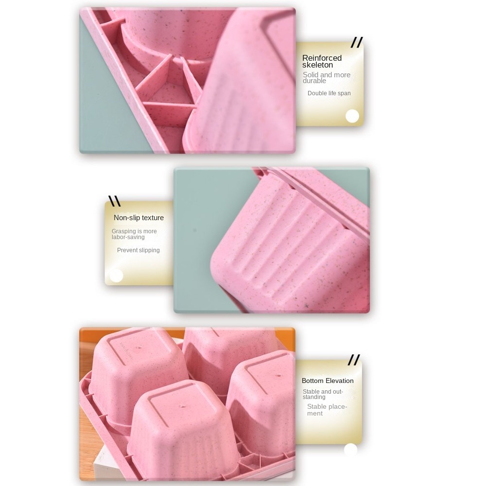 1pc Reusable Wheat Straw 4 Com - Meal Prep Lunch Boxes ulasan dan harga