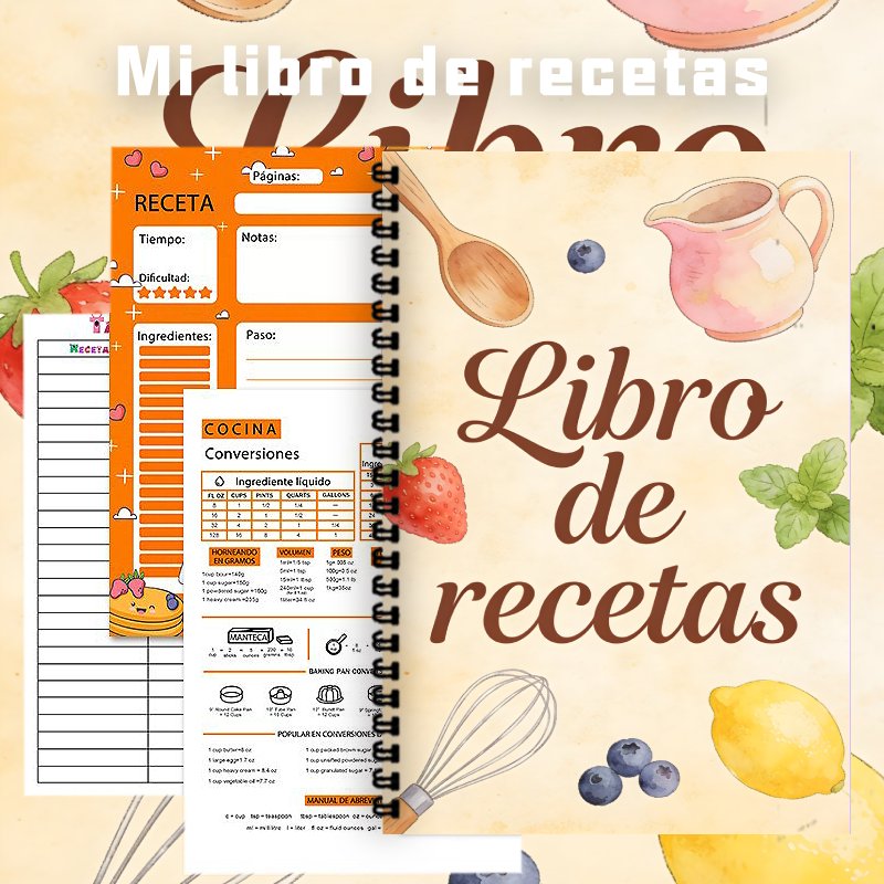 A5 Paper Spanish Recipe Book,  - Meal Prep Book ulasan dan harga