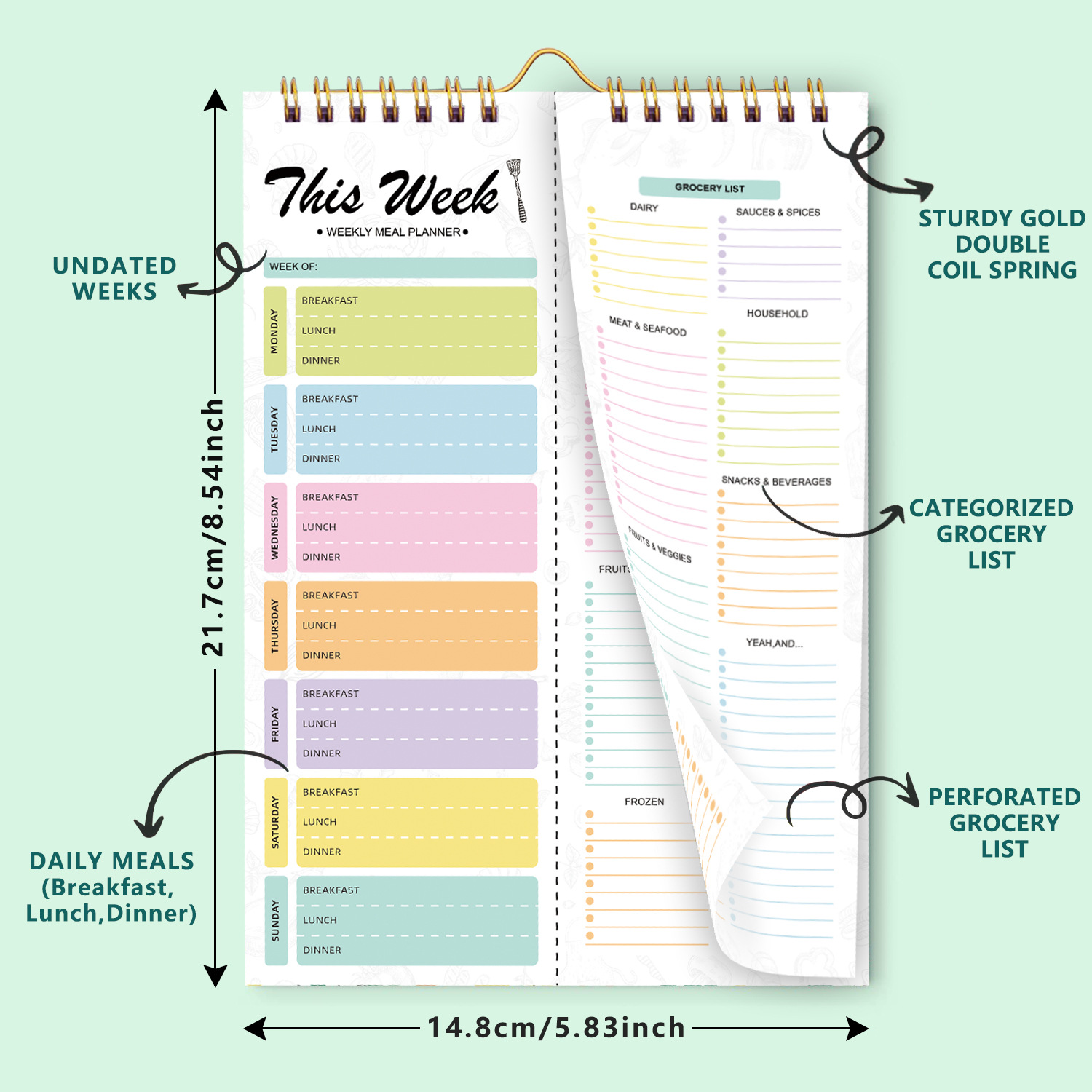 A5 Spiral Tear‑Off Notebook In - Meal Prep Book ulasan dan harga