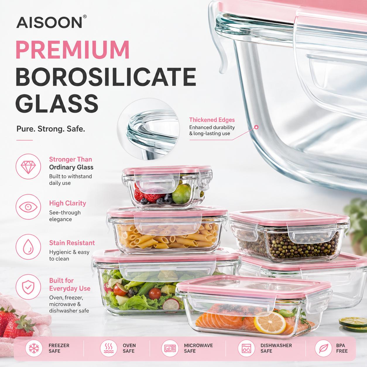 8/12Pcs Stackable Borosilicate - Meal Prep Kit ulasan dan harga