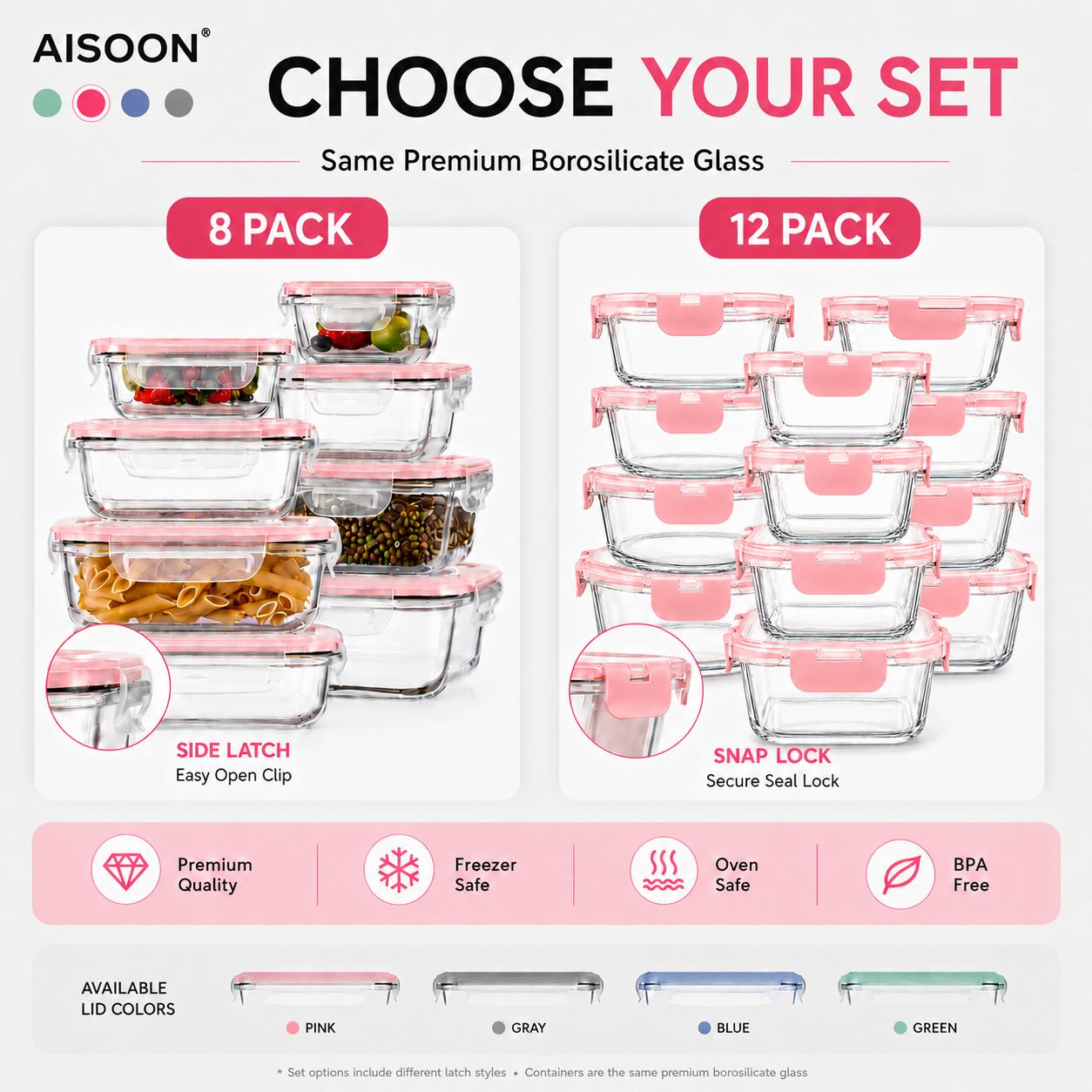 8/12Pcs Stackable Borosilicate - Meal Prep Kit ulasan dan harga